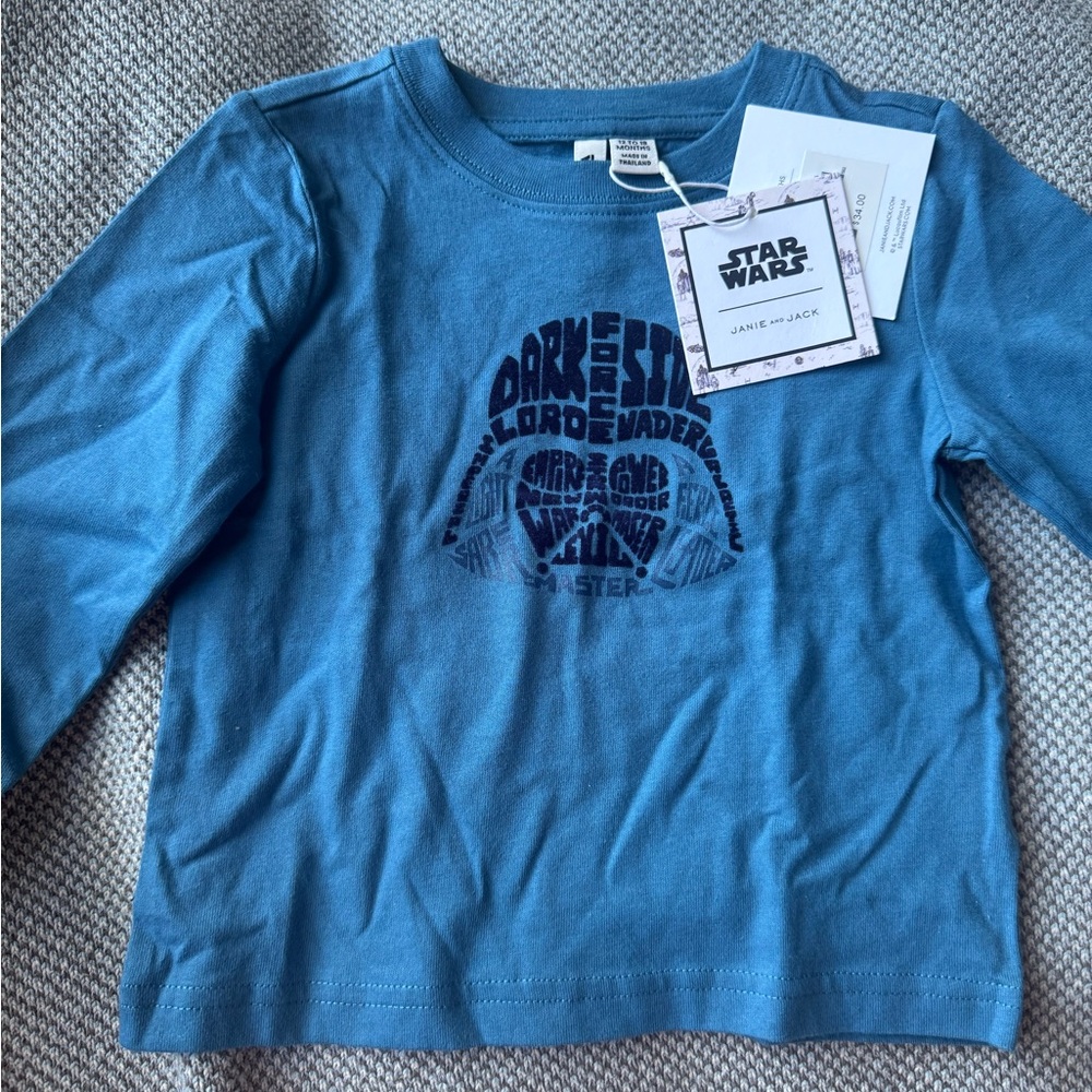 Janie and Jack Star Wars Blue Long Sleeve Shirt. New with tags.